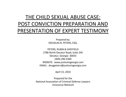 the child sexual abuse case: post conviction preparation - NACDL