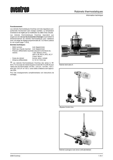 Robinets thermostatiques - Oventrop