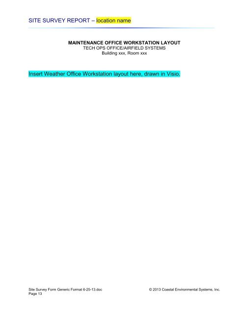 Site Survey Form Generic Format - Coastal Environmental Systems