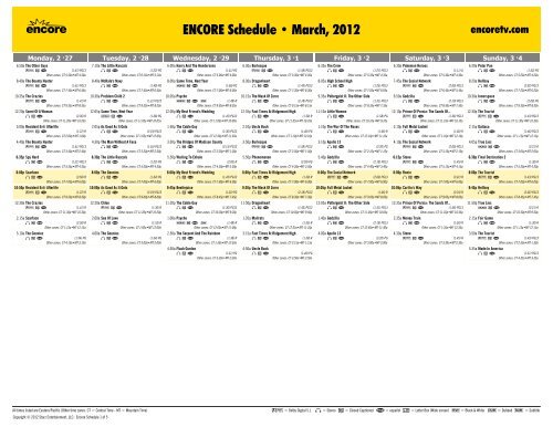 ENCORE Schedule - March, 2012 - Starz
