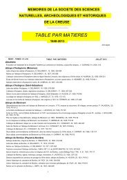 TABLE PAR MATIERES - jpl-creuse