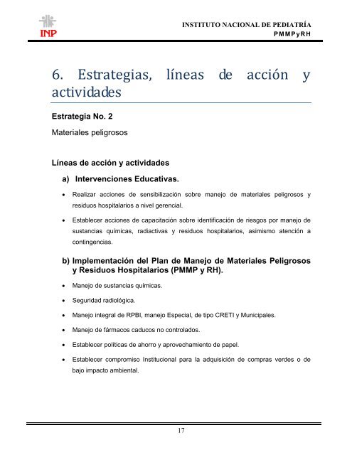 Plan de Manejo de Materiales Peligrosos y Residuos Peligrosos