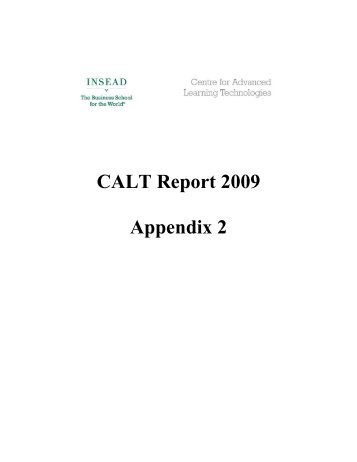CALT Report 2009 Appendix 2 - INSEAD CALT