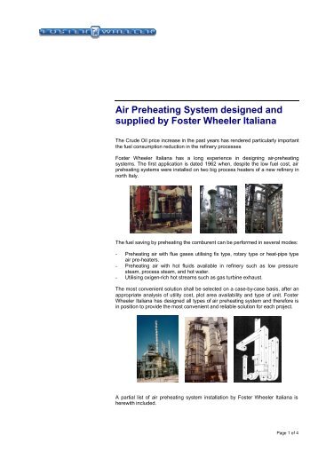 Air Preheaters - Foster Wheeler Italiana