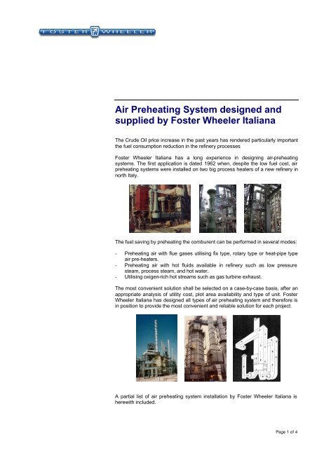 Air Preheaters - Foster Wheeler Italiana