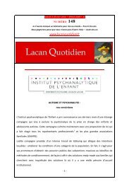 vient de paraître - Lacan Quotidien