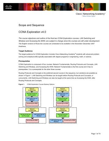 Scope and Sequence CCNA Exploration v4.0 - Cisco Academy