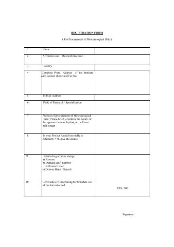 REGISTRATION FORM ( For Procurement of ... - (IMD), Pune