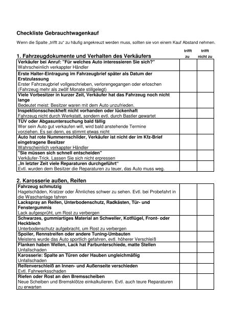 Was sollte man im Auto haben? - Checkliste