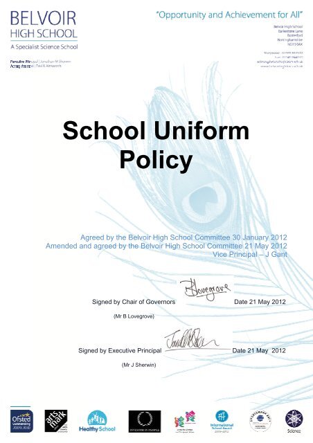 School Uniform Policy - Belvoir High School