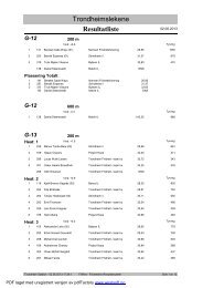 Resultater sÃ¸ndag - Trondheim Friidrett