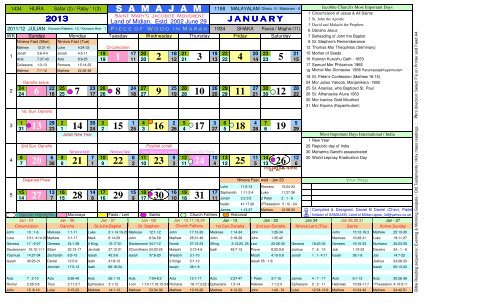 Malankara Orthodox Church Calendar 2024 ricki melanie