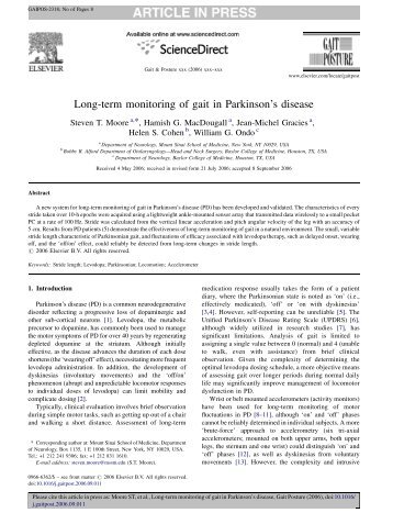 Long-term monitoring of gait in Parkinson's disease - Xsens