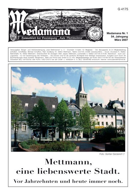 Mettmann, eine liebenswerte Stadt. - Aule Mettmanner