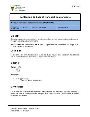 PNF-206 Contention de base et transport des rongeurs