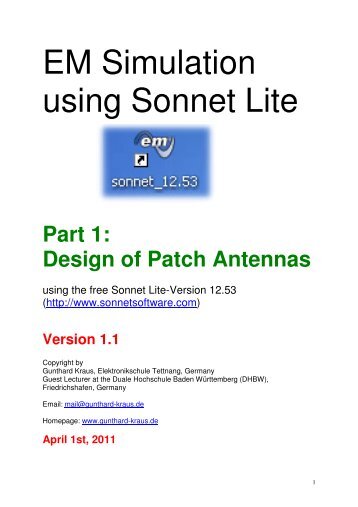 EM Simulation using Sonnet Lite - von Gunthard Kraus