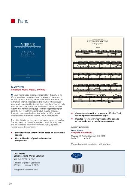 Bärenreiter The Programme New Publications Sheet Music 2/2010