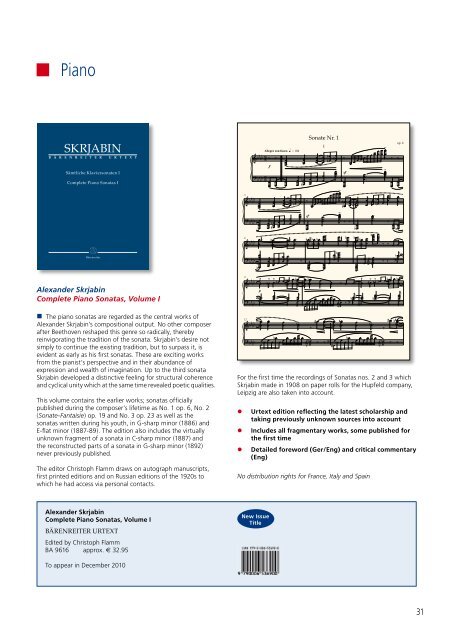 Bärenreiter The Programme New Publications Sheet Music 2/2010