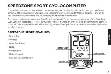 SPEEDZONE SPORT CYCLOCOMPUTER - Specialized Bicycles