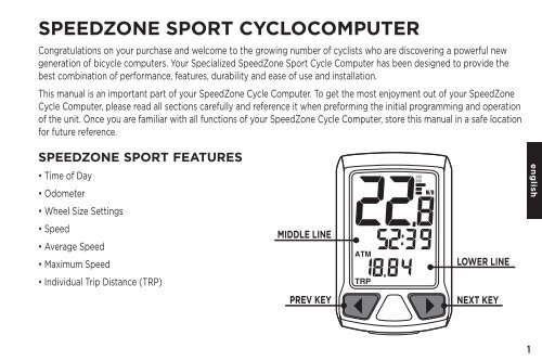 SPEEDZONE SPORT CYCLOCOMPUTER - Specialized Bicycles