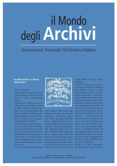 Il mondo degli archivi - Cultura in Cifre