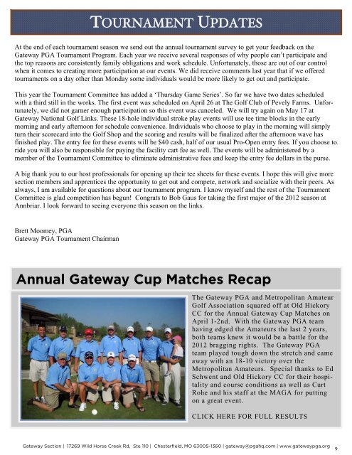 Executive Director Report - Gateway PGA