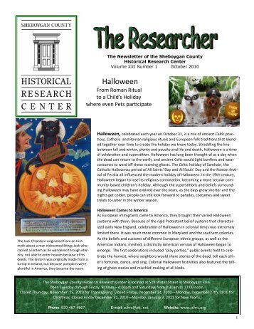 October 2010 - Sheboygan County Historical Research Center