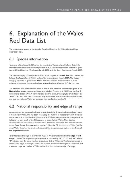 A Vascular Plant Red Data List for Wales - Plantlife