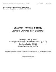 GLG101: Physical Geology Lecture Outlines for Exam#3: