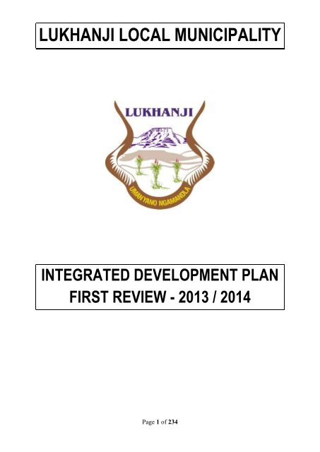 LUKHANJI LOCAL MUNICIPALITY Provincial Spatial Development