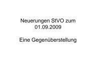 Neuerungen StVO zum 01.09.2009 - Eine Gegenüberstellung