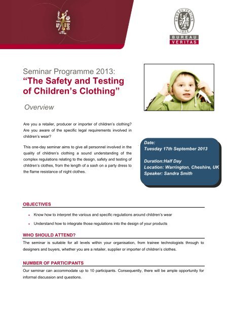 âThe Safety and Testing of Children's Clothingâ - Bureau Veritas