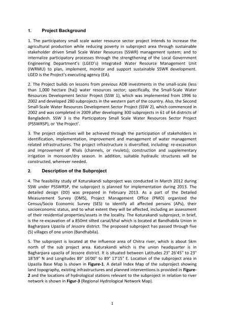 Resettlement Plan for Koturekandi Jessore - LGED