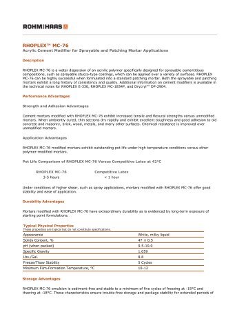 Rhoplex MC-76 -- Technical Data Sheet - Talas