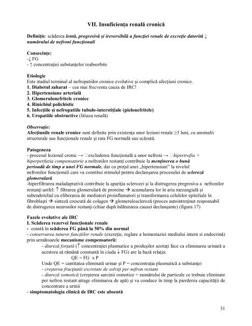 CURSUL 4 Ãºi 5 Fiziopatologia aparatului renal I. Nefropatiile ...