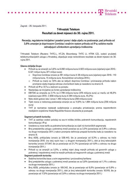 Kompletna objava u .pdf formatu - T-Hrvatski Telekom