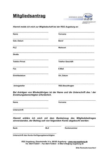 Mitgliedsantrag - RSG-Augsburg