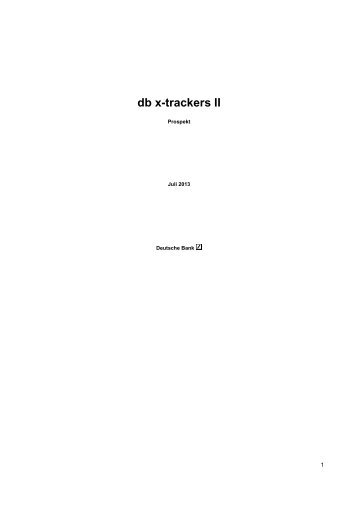 Prospekt db x-trackers II - ETFs - Deutsche Bank