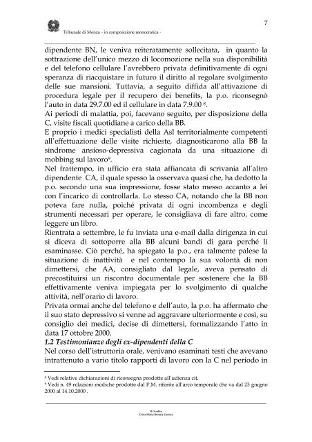 REPUBBLICA ITALIANA TRIBUNALE DI MONZA rito monocratico IN ...