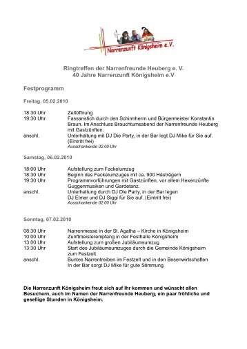 Ringtreffen der Narrenfreunde Heuberg e. V. 40 Jahre Narrenzunft ...