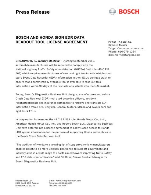 Press Release Bosch Diagnostics