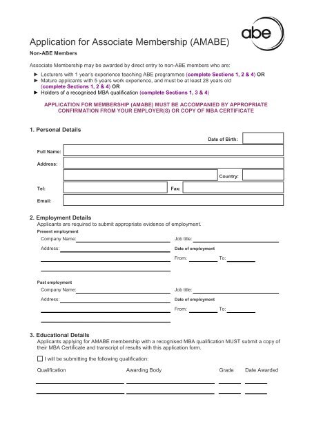 a non-members application form - Association of Business Executives