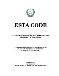 Public Sector Codes ESTA Code 2011 Khyber Pakhtunkhwa