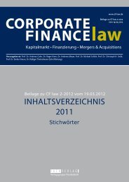 Stichwortregister 2011 - CORPORATE FINANCE fachportal
