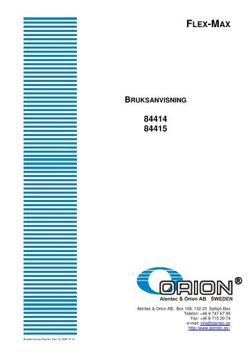 Bruksanvisning - Alentec & Orion AB