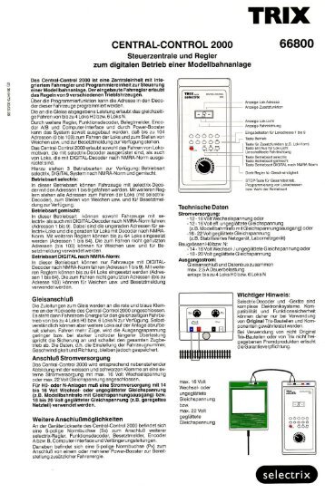 Trix Central-Control-2000 Anleitung