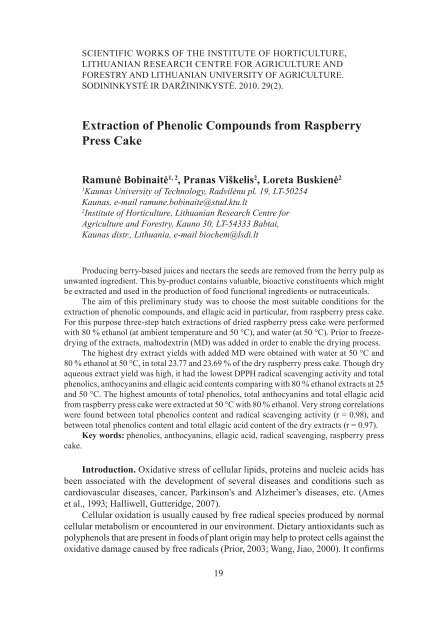 Extraction of Phenolic Compounds from Raspberry Press Cake