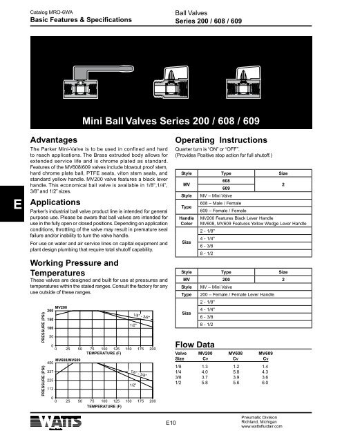 Specification - Watts Fluid Air