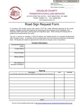 Road Sign Request Form - Douglas County