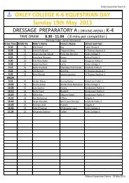 OXLEY COLLEGE K-6 EQUESTRIAN DAY Sunday 19th May 2013
